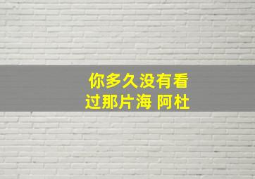 你多久没有看过那片海 阿杜